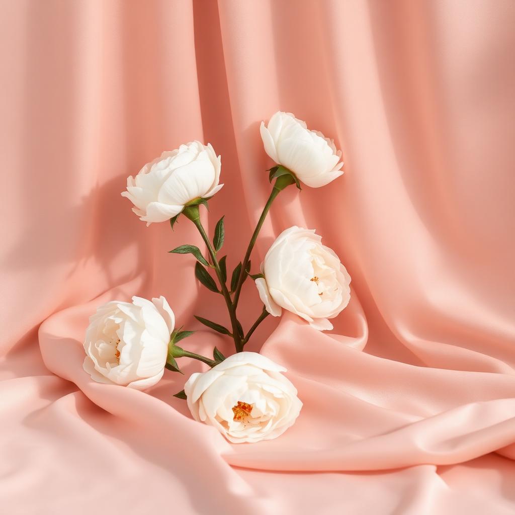 Soft blush silk with peonies